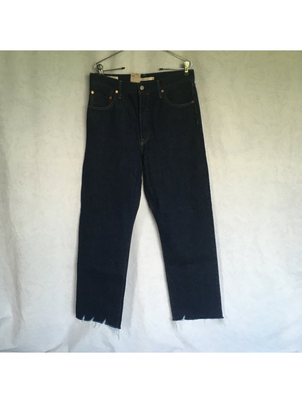 Levis Premium Hidden Button Fly Ribcage 31x32 Blue Jeans Raw Hem NWT